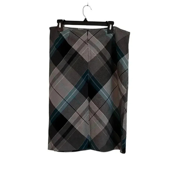 R.Q.T. Pencil skirt turquoise grey plaid size 12 - Picture 3 of 5